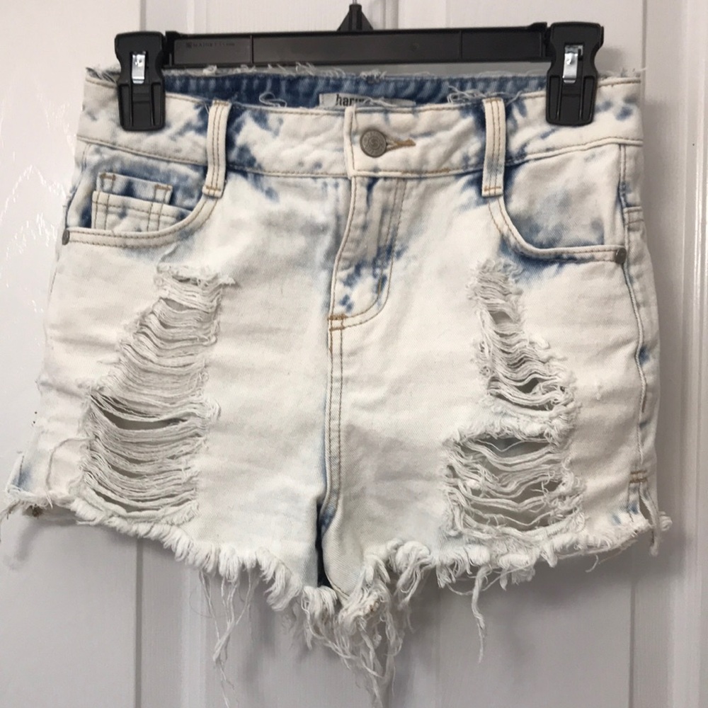 light wash denim shorts